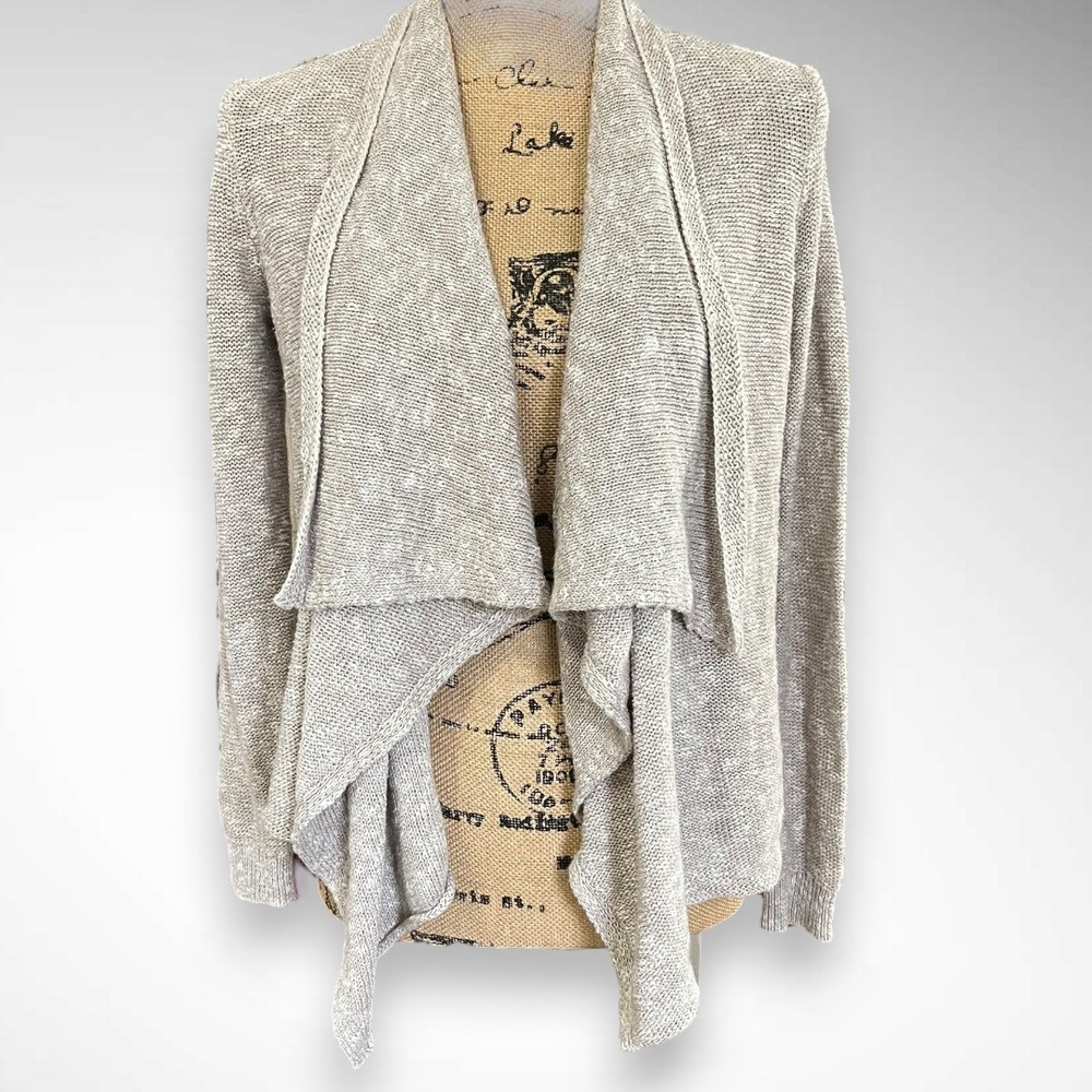 Aerie Heather Gray/Tan Open Front Draped Lightweight Cardigan XS | EUC